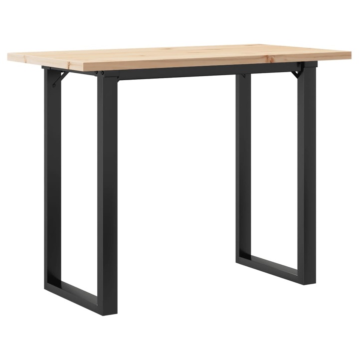 Трапезна маса О-образна рамка vidaXL, 100x50x75,5 см, бор масив и стомана, 12.16 Kg 3282741