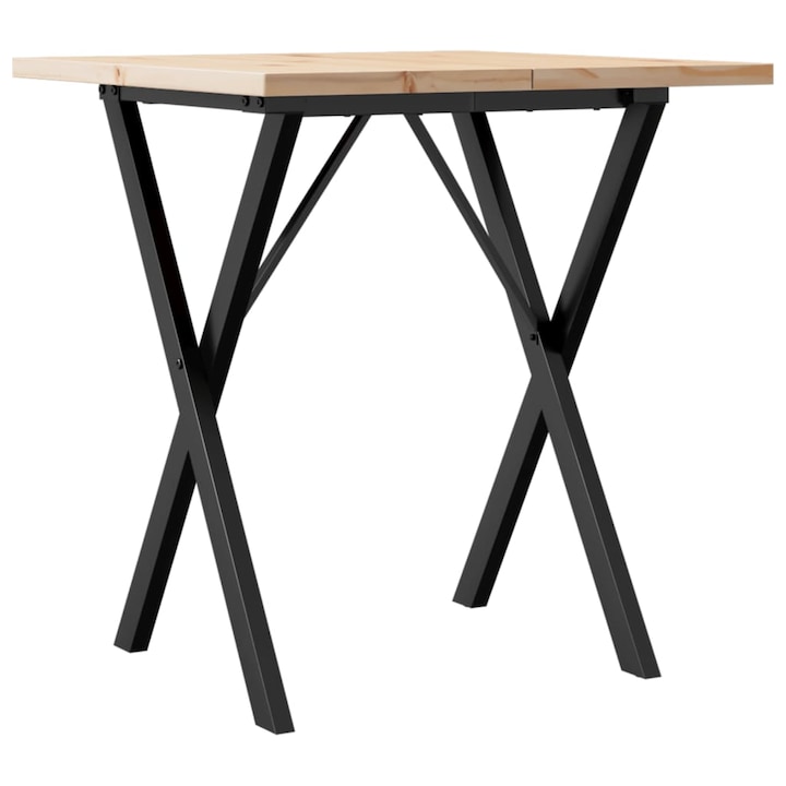 Трапезна маса X-образна рамка vidaXL, 70x70x75,5 см, бор масив и стомана, 12.32 Kg 3282759