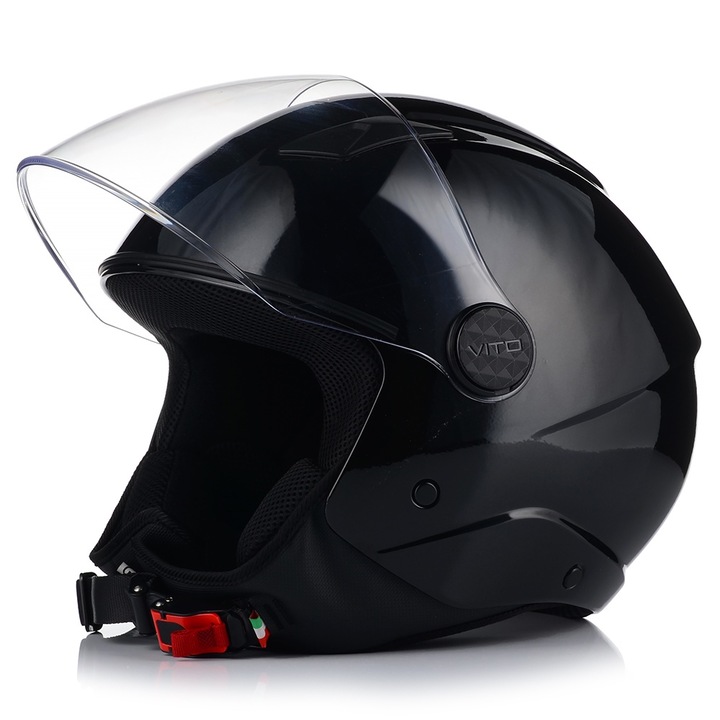 Motoros sisak, Vito Uno, Jet, UV védelem, fekete, ECE 22.06, 2XL 61 cm