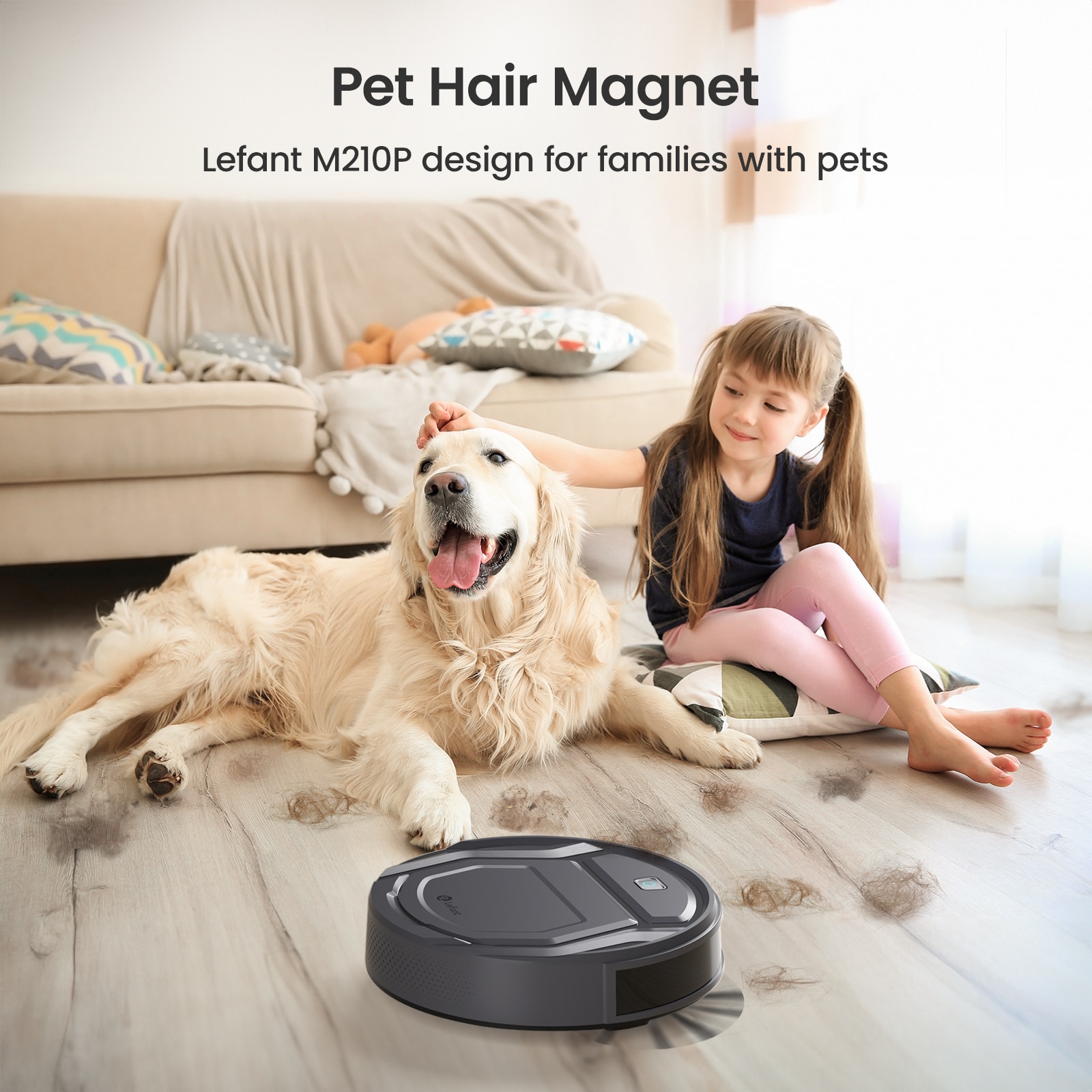 Aspirator robot Lefant M210P, aspiratie 2200 Pa, super-subtire, linistit, cu auto-incarcare, Wi-Fi/APP, compatibil cu Alexa