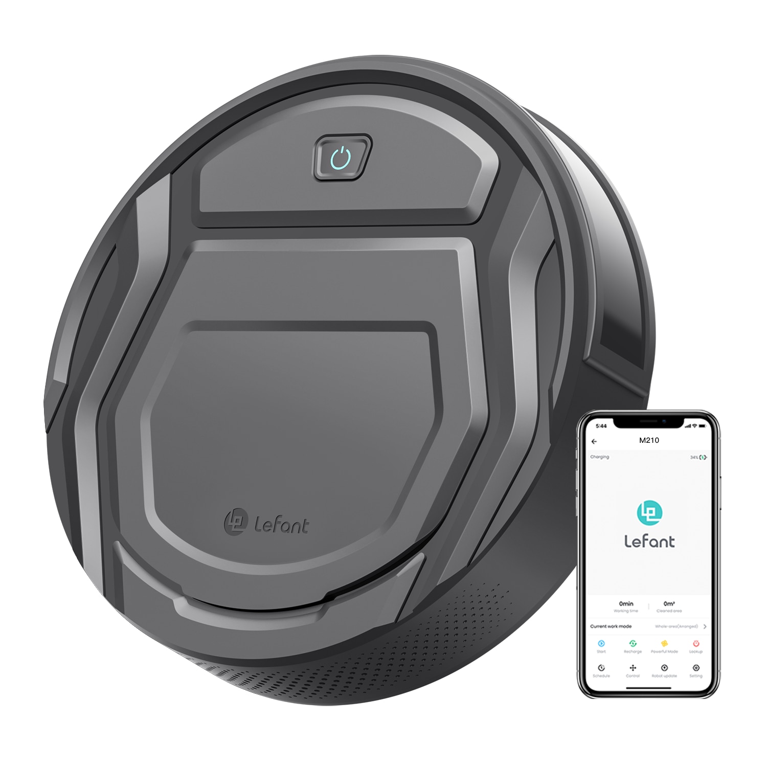Aspirator robot Lefant M210P, aspiratie 2200 Pa, super-subtire, linistit, cu auto-incarcare, Wi-Fi/APP, compatibil cu Alexa