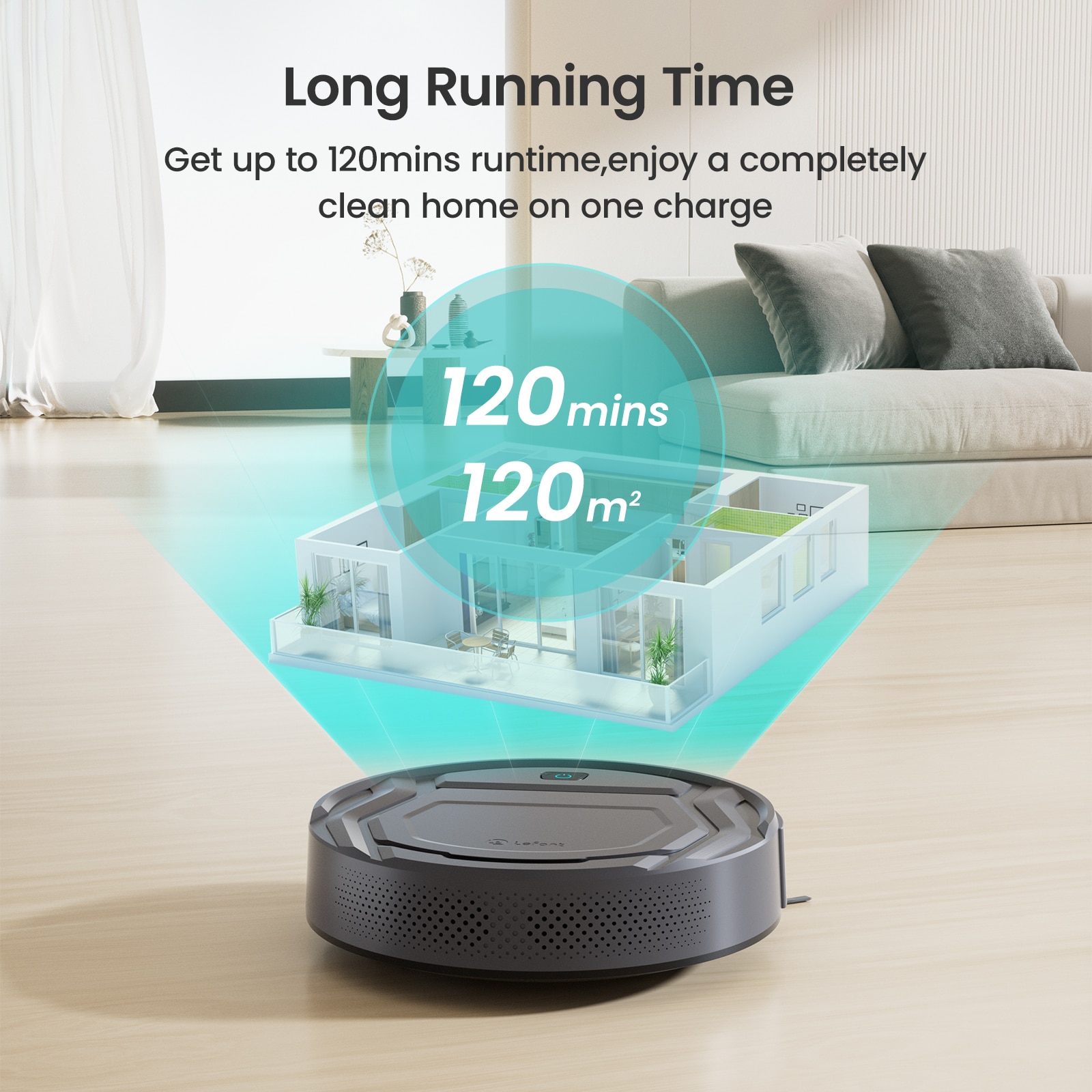 Aspirator robot Lefant M210P, aspiratie 2200 Pa, super-subtire, linistit, cu auto-incarcare, Wi-Fi/APP, compatibil cu Alexa