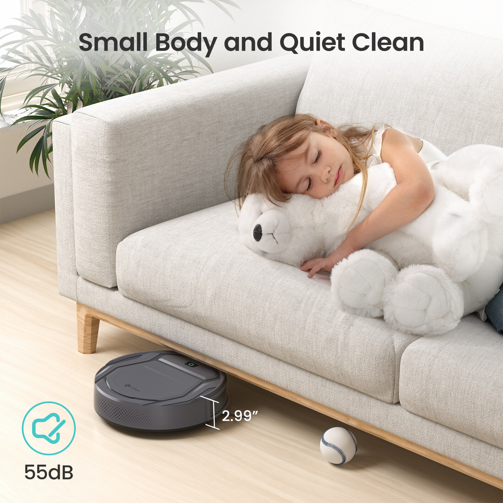 Aspirator robot Lefant M210P, aspiratie 2200 Pa, super-subtire, linistit, cu auto-incarcare, Wi-Fi/APP, compatibil cu Alexa