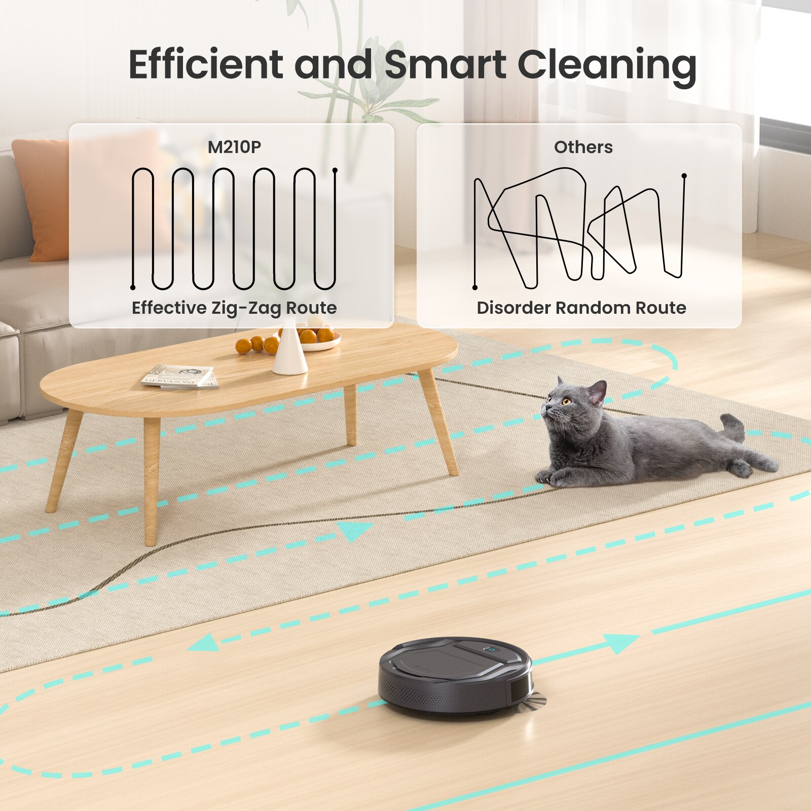 Aspirator robot Lefant M210P, aspiratie 2200 Pa, super-subtire, linistit, cu auto-incarcare, Wi-Fi/APP, compatibil cu Alexa