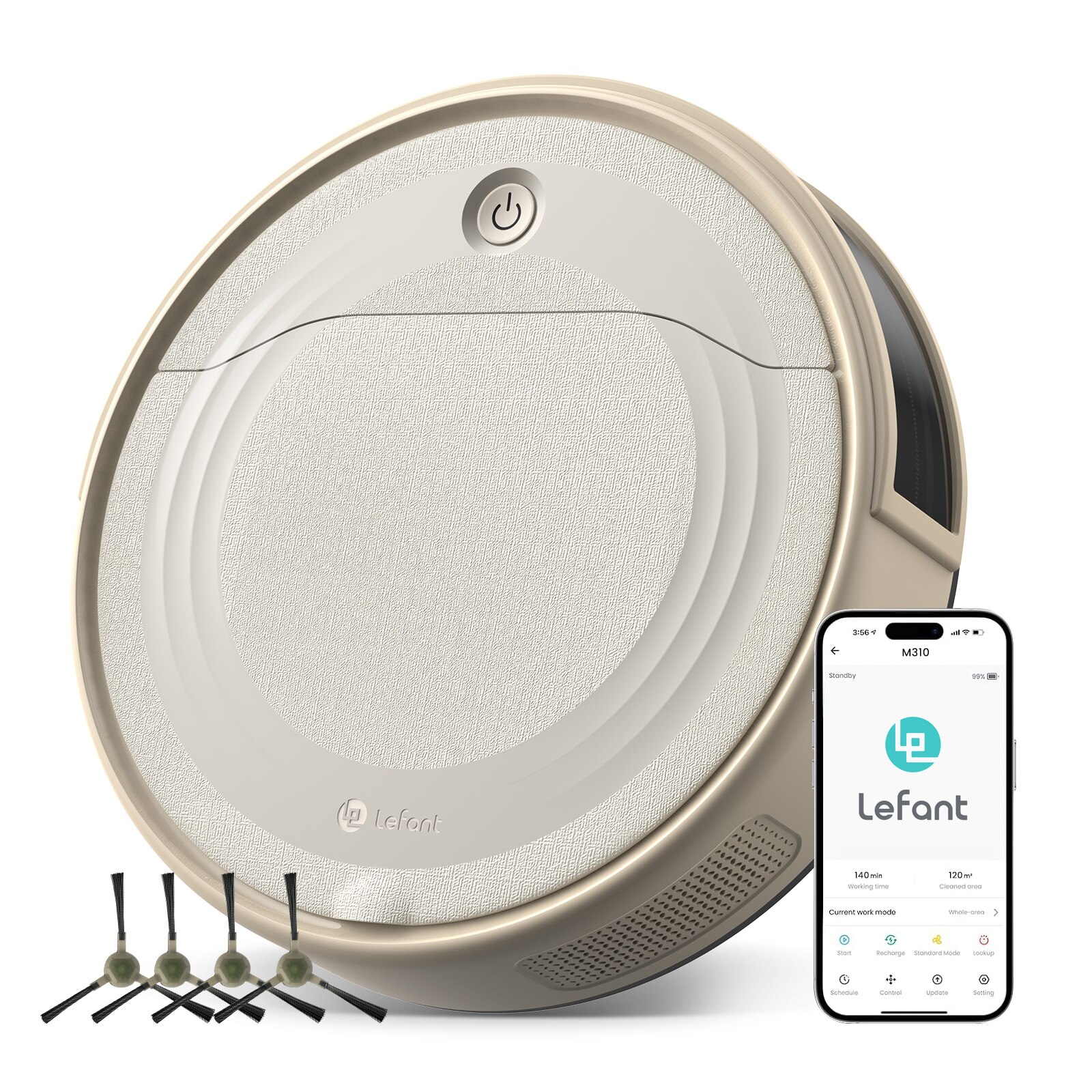 Aspirator robot Lefant M310 Aplicatie de autoincarcare/voce de 140 de minute Functioneaza cu Alexa, ideal pentru parul animalelor de companie, podele dure, covor scazut PreciSense Detect, ultra-subtire