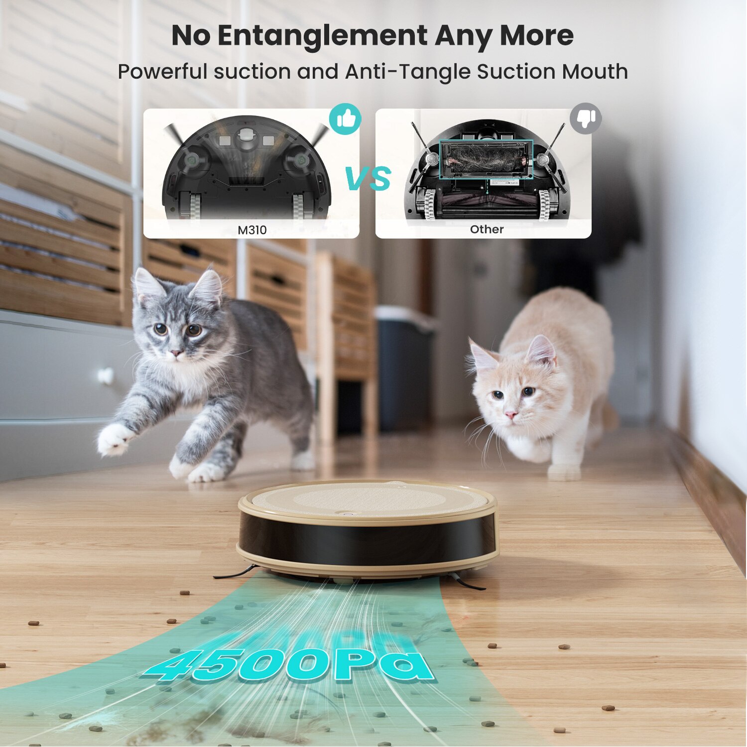 Aspirator robot Lefant M310 Aplicatie de autoincarcare/voce de 140 de minute Functioneaza cu Alexa, ideal pentru parul animalelor de companie, podele dure, covor scazut PreciSense Detect, ultra-subtire