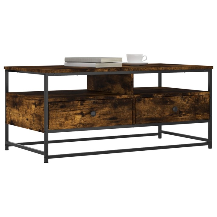 VidaXL füstös tölgyszínű szerelt fa dohányzóasztal 100 x 51 x 45 cm 835286