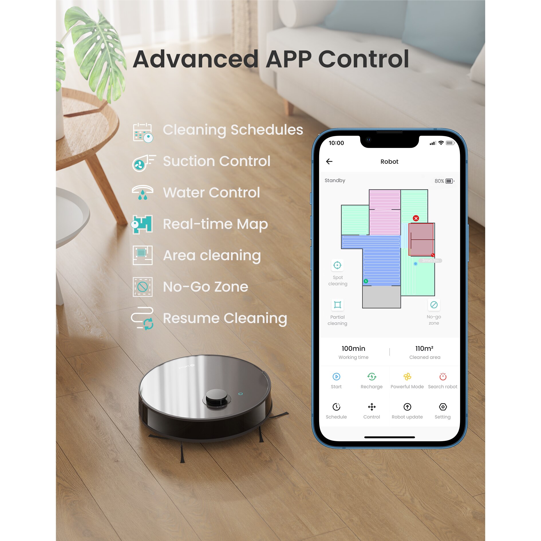 Lefant N3 Robot Combo aspirator si mop, cartografiere de precizie cu senzori Lidar si dToF