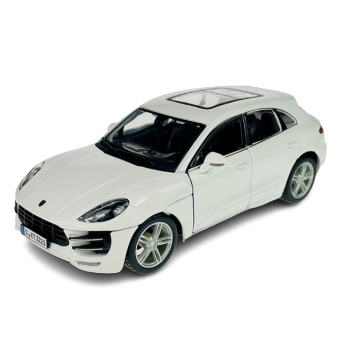 Porsche Macan modell, fehér, Bburago 1/24