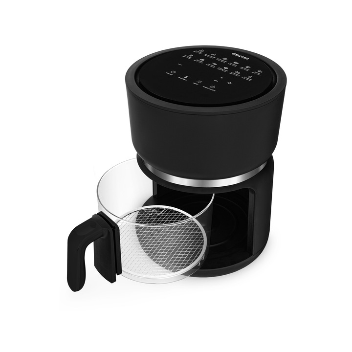 Forró levegős sütő, 4 Swiss, 1200W, 3L, Fekete, 22x22x29cm