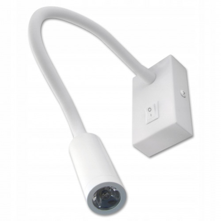 LED fali lámpa LVT1821, kapcsolóval, állítható, 3W, 150lm, semleges fény, fehér, IP20, Masterled