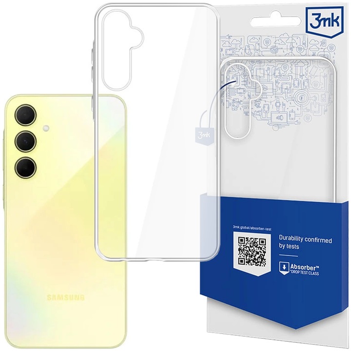Husa telefon Samsung Galaxy A35 5G, 3MK Clear Case, transparenta, protectie solida, design minimalist