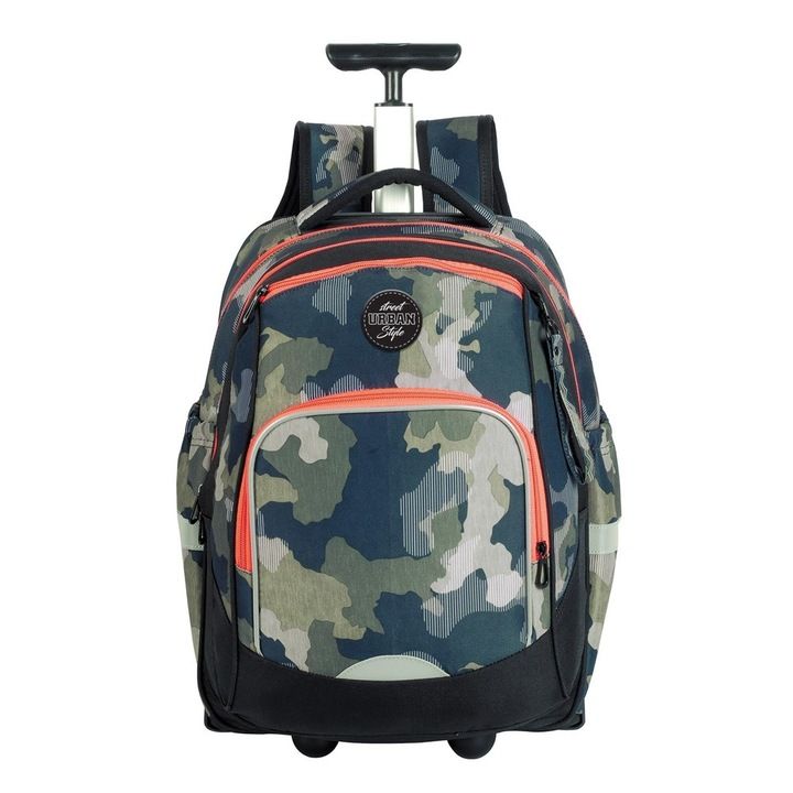 Ghiozdan S-cool, Trolley premium, Street Urban Style, Army, compartiment laptop, 34x20x49 cm