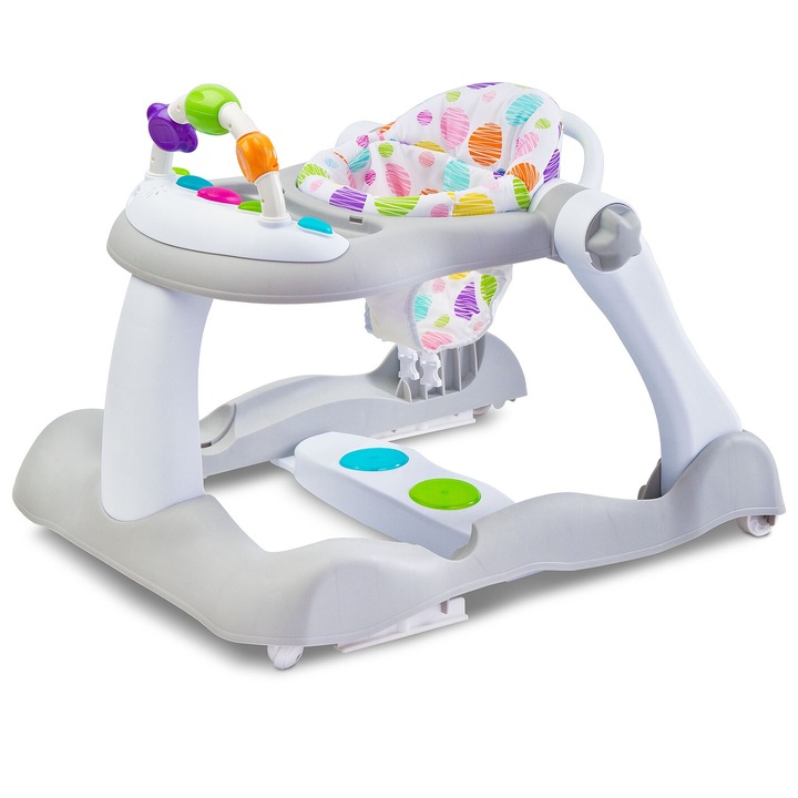 Baby Walker, CARETERO, Babywalker Bounce, 6 hónapos kortól tanulótáblával, szürke