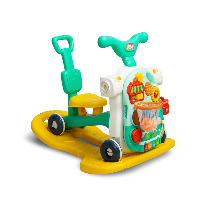 Premergator Pentru Copii, CARETERO, Babywalker 5 In 1, de La 12 Luni cu Tabla de Invatare, Turcoaz