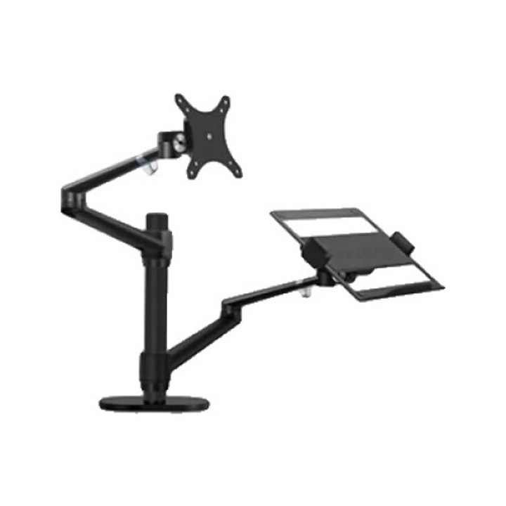 Suport laptop, negru, din aliaj de aluminiu, compatibil cu laptopuri de 10"-17" si monitoare de 10"-32"