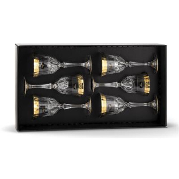 6 db-os borospohár készlet, Bohemia Prestige, kristály, 280 ml