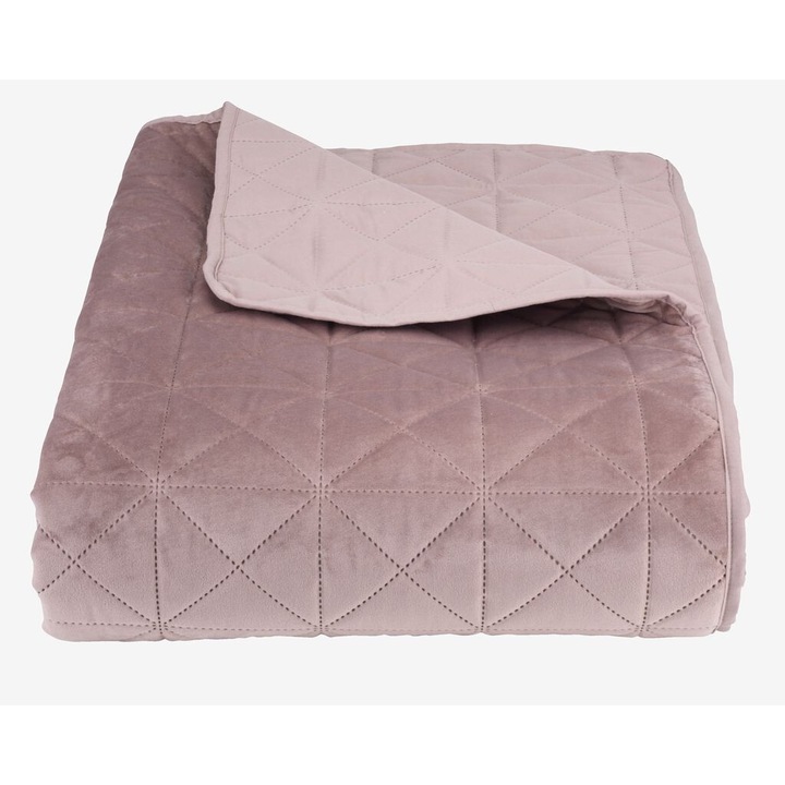Cuvertura pat dublu, cu doua fete, model in relief, 220 x 240 cm, roz