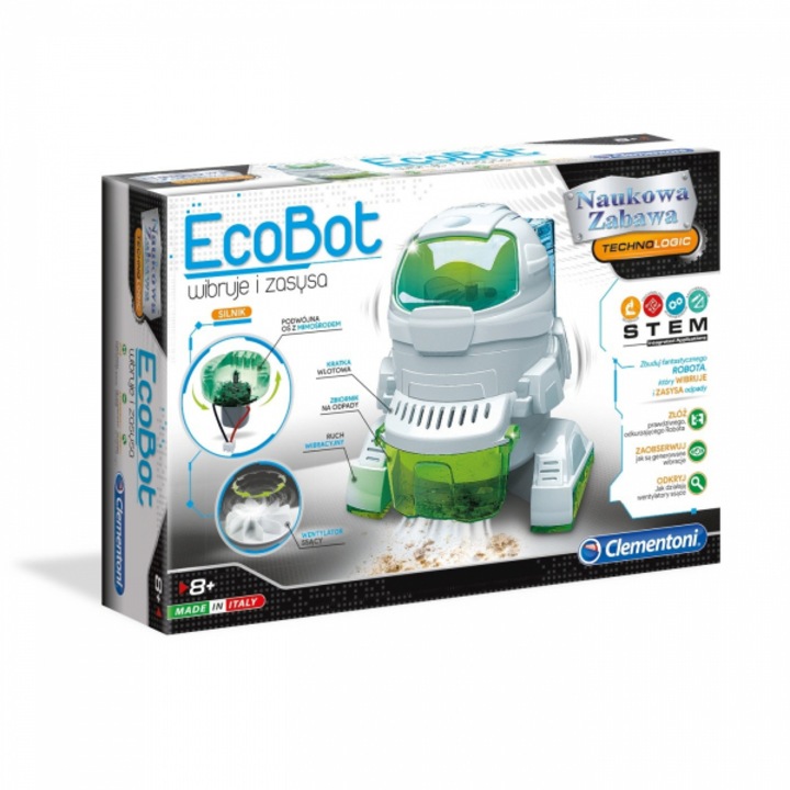 Robot de jucarie, Clementoni ECOBOT, aspirator, educational, pentru copii
