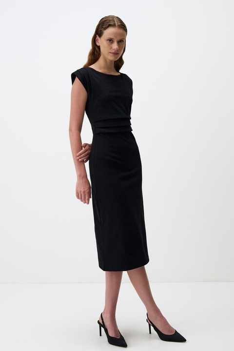 JIMMY KEY, Rochie midi cu slit pe spate, Negru, S