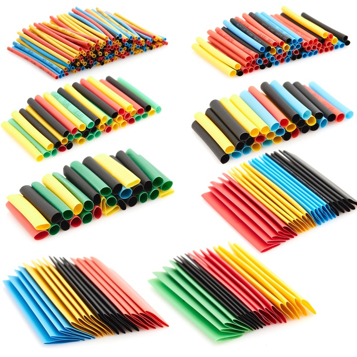 Set 328 tuburi termocontractibile, TECHREBAL, multicolor, 8 dimensiuni