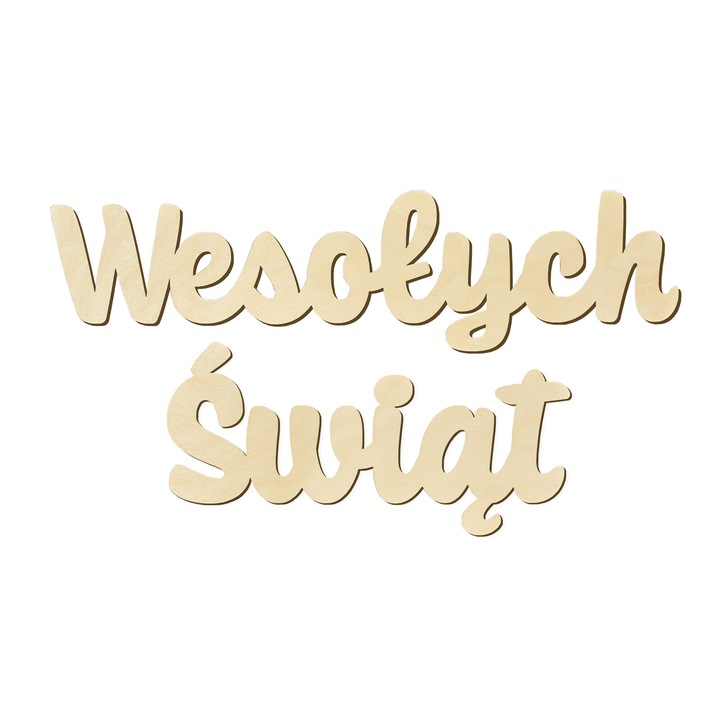 Decoratiune Craciun TECHREBAL "Wesolych Swiat", Sklejka brzozowa, 4mm, 2x7,4cm / 4,5x1,8cm