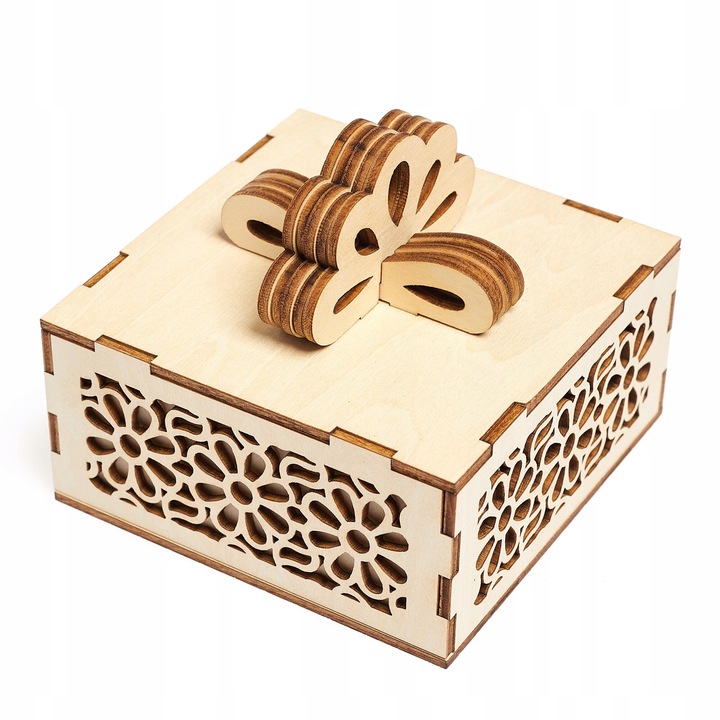 Ékszerdoboz, TECHREBAL, kék, fa, 11x11x9,3cm