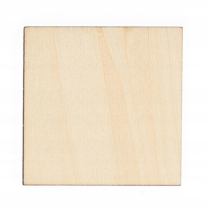 Set 50 placi patrate decorative, TECHREBAL, lemn natural, 8x8cm
