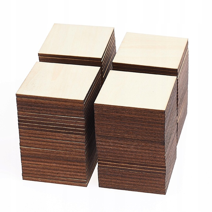 100db-os dekorcsempe szett, TECHREBAL, natúr fa, 5x5cm