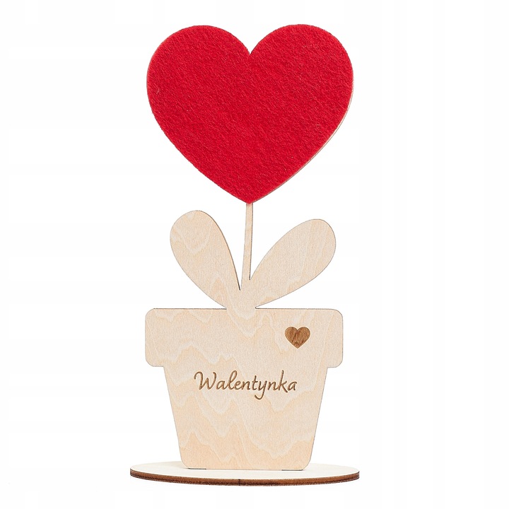 TECHREBAL díszítés, gravírozott szív, fa, 18x9cm