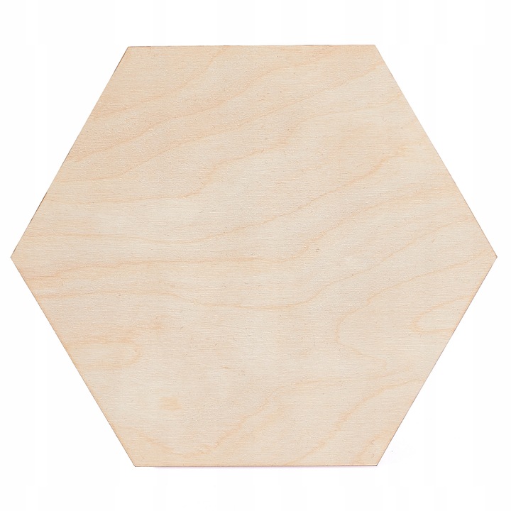 Placa decorativa, TECHREBAL, Lemn, Model Hexagon, 14 x 7 cm, Bej