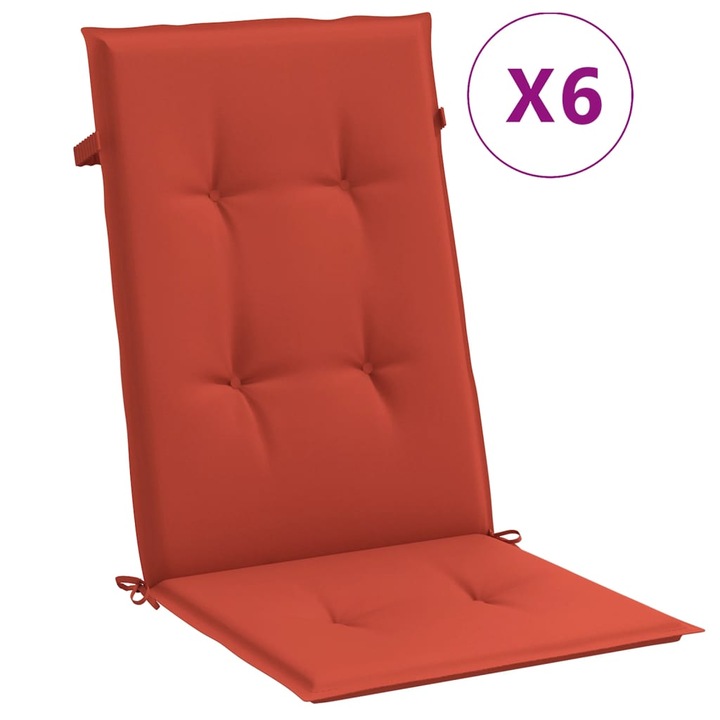 VidaXL 6 db melange piros szövet magas háttámlájú székpárna 120x50x4cm 4.3 kg
