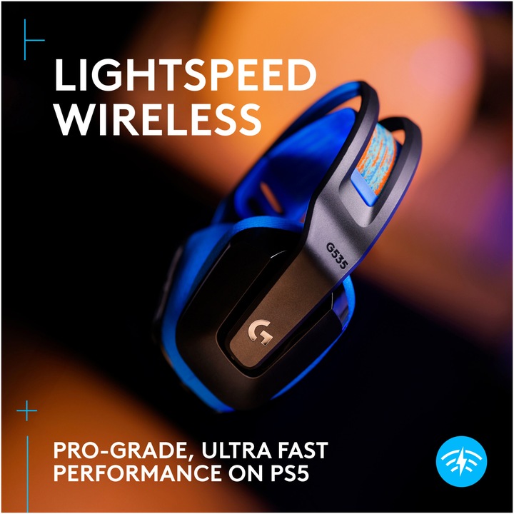 Слушалки Gaming Logitech G535 Lightspeed, Безжични, Черен