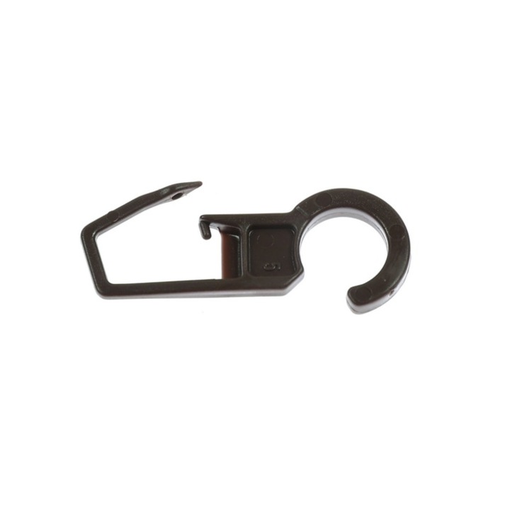 Carlig pentru falduri perdele / draperii 2346, prindere pe inel, plastic, maro, L 38 mm, D 10.4 mm, set 10 bucati