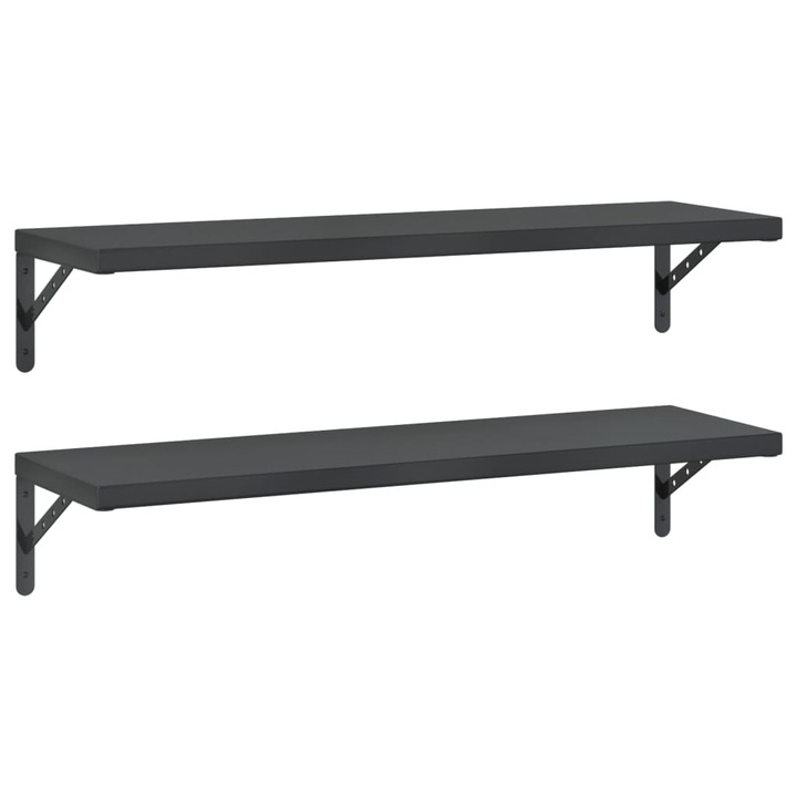 VidaXL 2 db fekete rozsdamentes acél fali polc 100 x 30 cm 6.58 kg