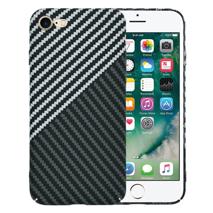 Védőtok iPhone 7 / iPhone 8 / iPhone SE 2, SE 2020 / iPhone SE 3, SE 2022, UIQ® Carbonite, Ultra Slim, Prémium minőségű, Ujjlenyomat-mentes, Szürke