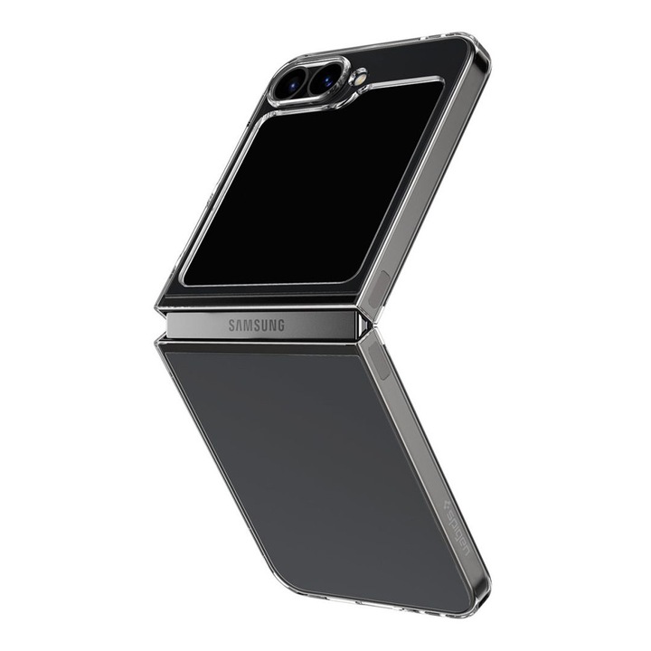 Husa Premium compatibila cu Samsung Galaxy Z Flip6 / Flip 6, Sheer Clear Minimalist Design, Lightweight, Shock Absorption, Unique Long-lasting Anti-Yellowing Tech, Military Grade Protection, Transparenta