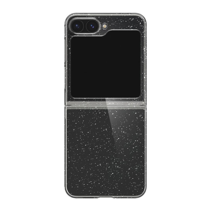Samsung Galaxy Z Flip6 / Flip 6 telefonnal kompatibilis prémium burkolat, áttetsző csillogás, minimalista dizájn, könnyű, ütéscsillapító, egyedülálló, tartós sárgásgátló technológia, katonai védelem, átlátszó