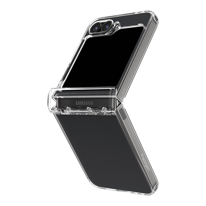 Prémium ütésálló tok Samsung Galaxy Z Flip6 / Flip 6 telefonhoz, Minimalista dizájn, könnyű, légpárnás lengéscsillapító, vezeték nélküli töltés, egyedülálló, tartós sárgásgátló, katonai védelem, átlátszó