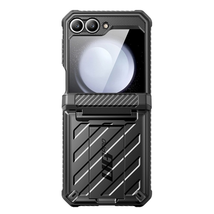 AntiShock Pro védőtok Samsung Galaxy Z Flip6 / Flip 6 telefonhoz, OPTIM MEGOLDÁS, Speciális védelem, Mágneses funkció, Lengéscsillapító, Prémium magvédelem, Katonai szabvány MIL STD 810G-516.6, Behúzható támogatás, Fekete
