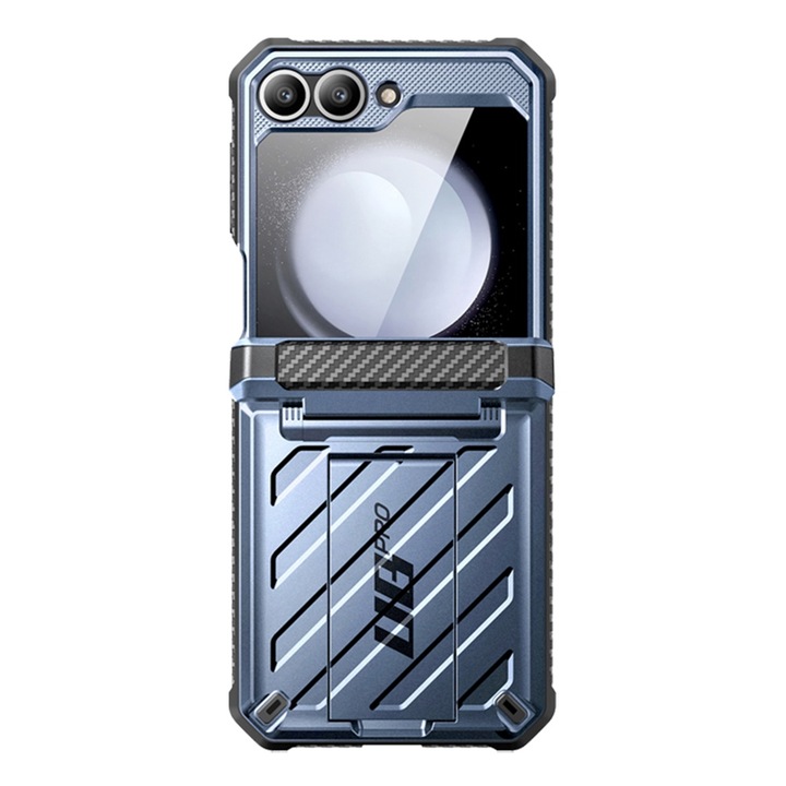 AntiShock Pro védőtok Samsung Galaxy Z Flip6 / Flip 6 telefonhoz, OPTIM SOLUTION, Speciális védelem, Mágneses funkció, Lengéscsillapító, Prémium magvédelem, Katonai szabvány MIL STD 810G-516.6, Behúzható támogatás, Kék