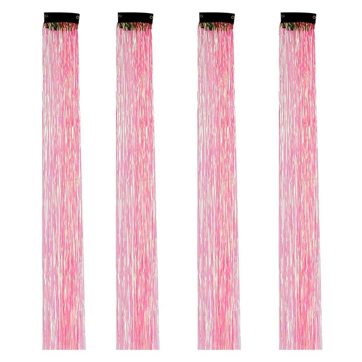 4 db. 20 hüvelykes ragyogó hajcsat, neon rózsaszín, hajsütővassal használható