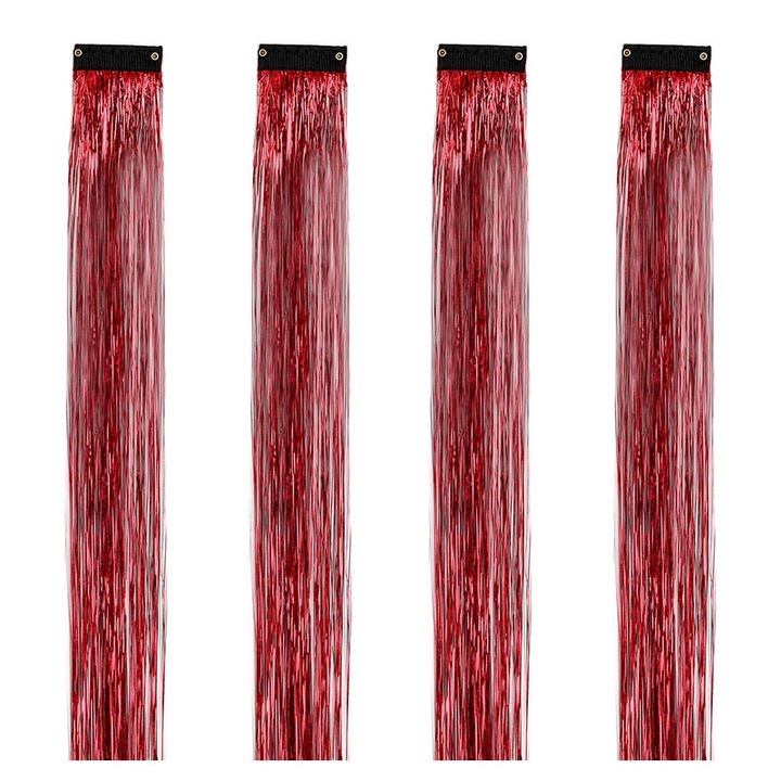 OEM 4 db 20 hüvelykes fényes hajcsat Hot Red hajhosszabbítás Használja hajsütővassal