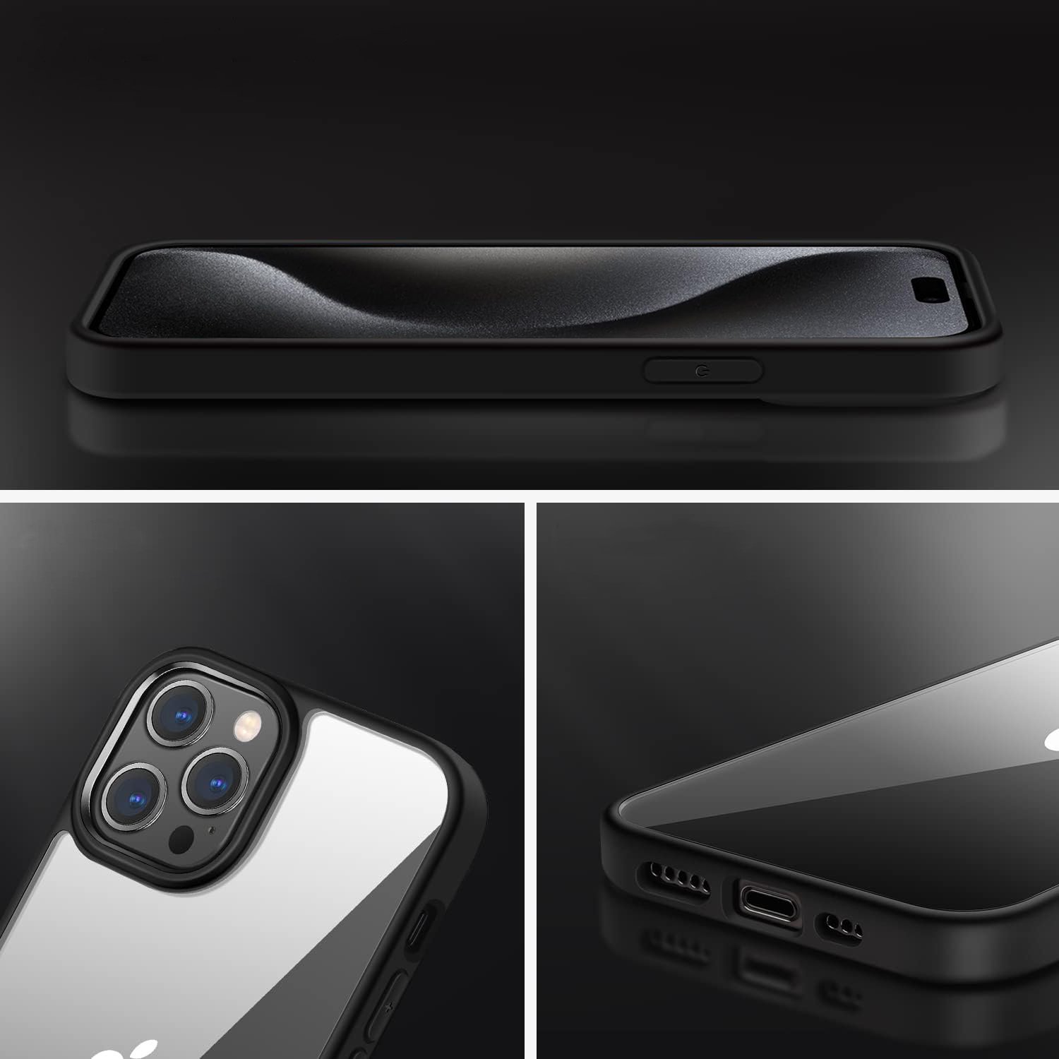 Husa pentru IPhone 15 PRO, MobileSmart, Hybrid ultra slim, carcasa spate Antisoc, hardcase, Negru