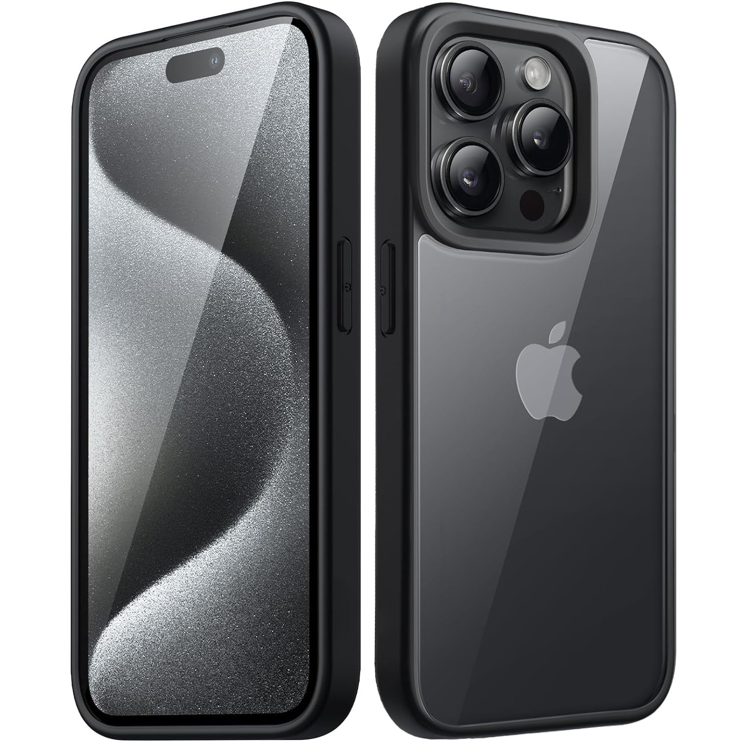 Husa pentru IPhone 15 PRO, MobileSmart, Hybrid ultra slim, carcasa spate Antisoc, hardcase, Negru