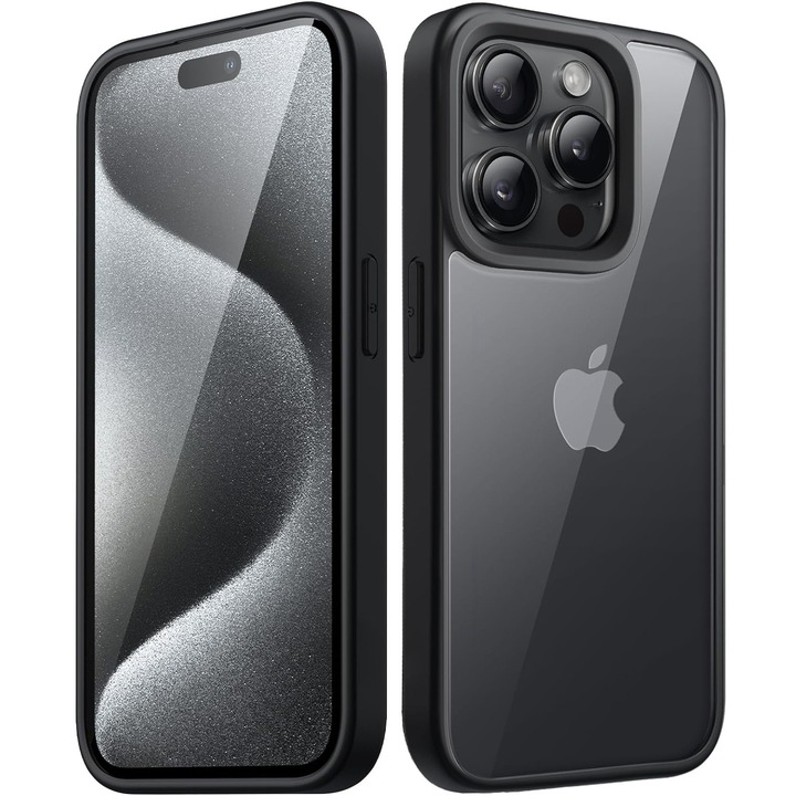 MobileSmart, Калъф за IPhone 15 PRO, Hybrid ultra slim, AntiSoc back case, hard case, Черен