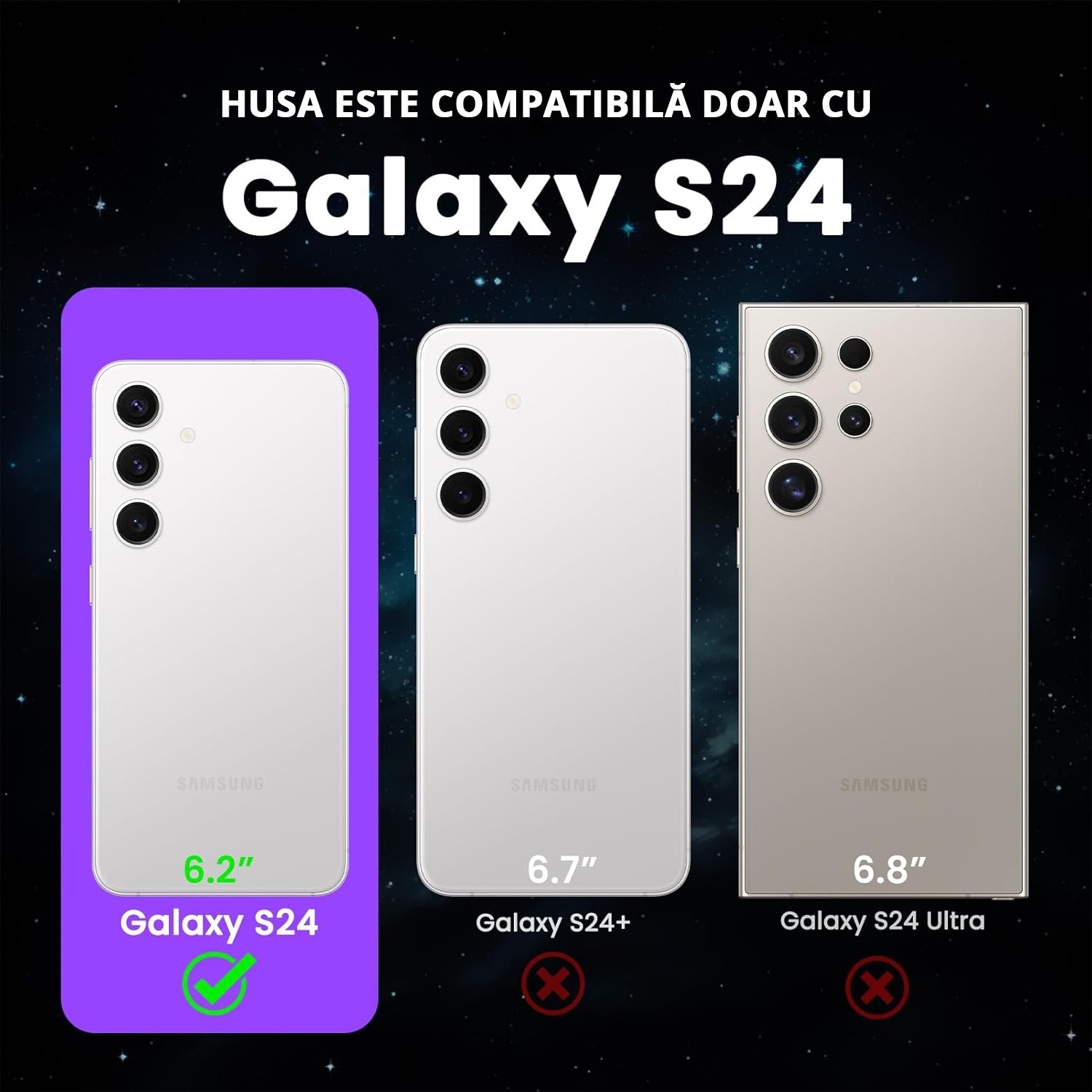Husa pentru Samsung Galaxy S24, carcasa spate Hybrid ultra slim, Antisoc, hardcase, Negru