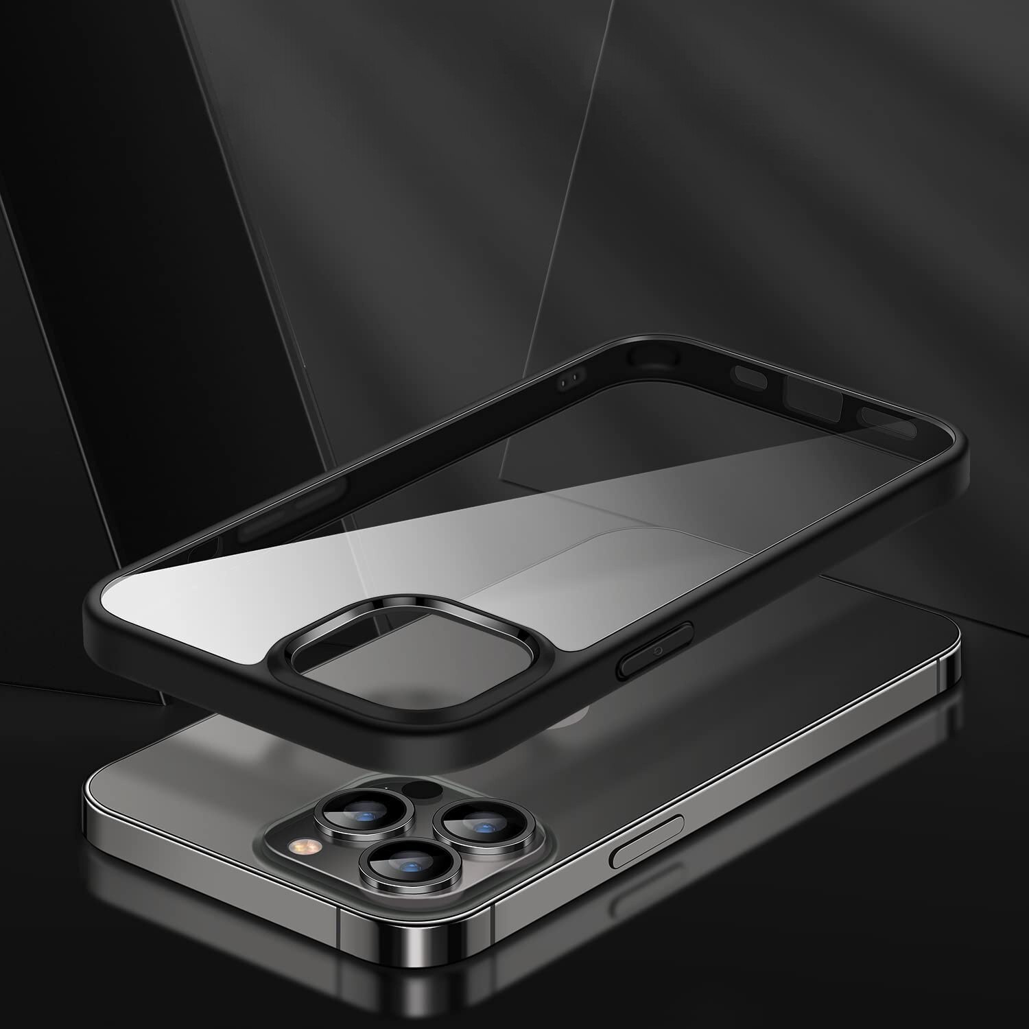 Husa pentru IPhone 15 PRO, MobileSmart, Hybrid ultra slim, carcasa spate Antisoc, hardcase, Negru