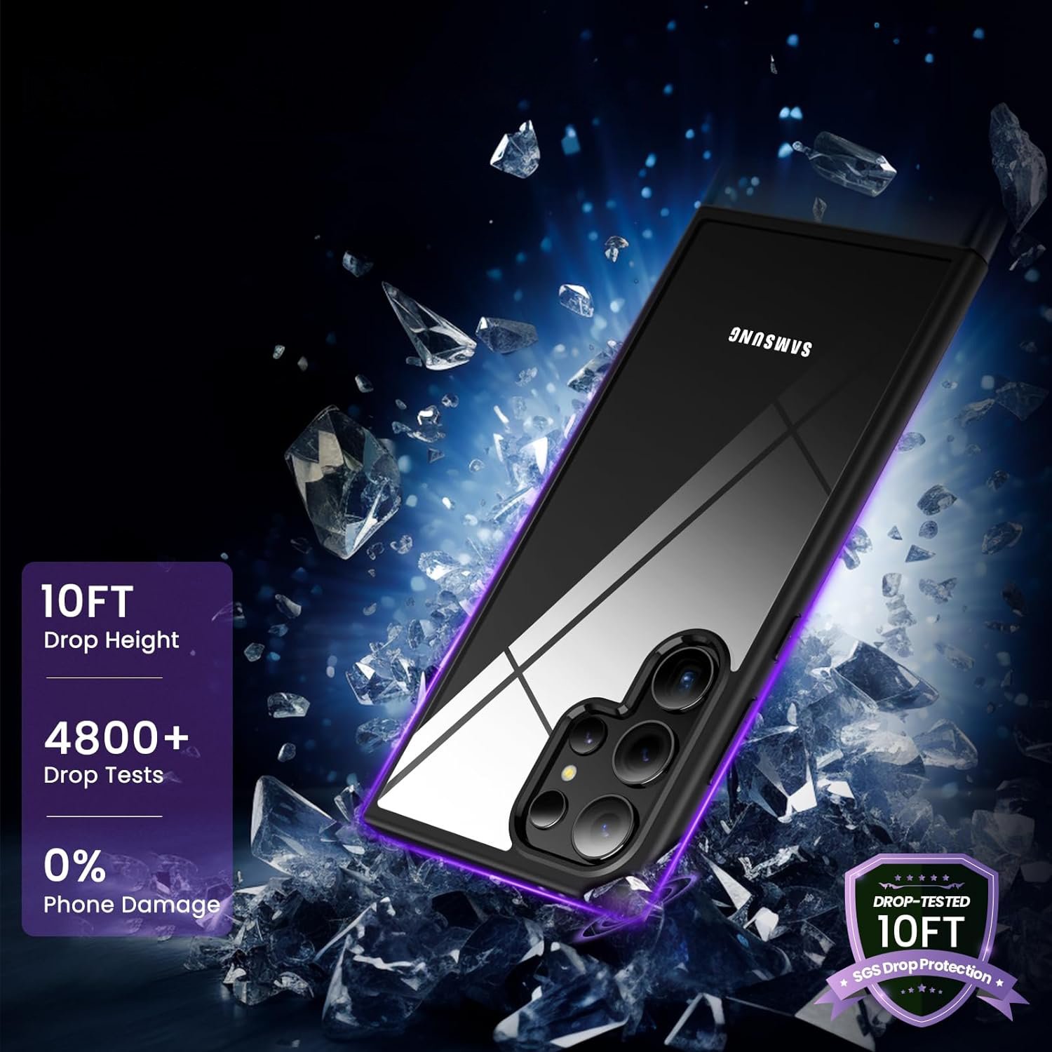 Husa pentru Samsung Galaxy S24 ULTRA, carcasa spate Hybrid ultra slim, Antisoc, hardcase, Negru