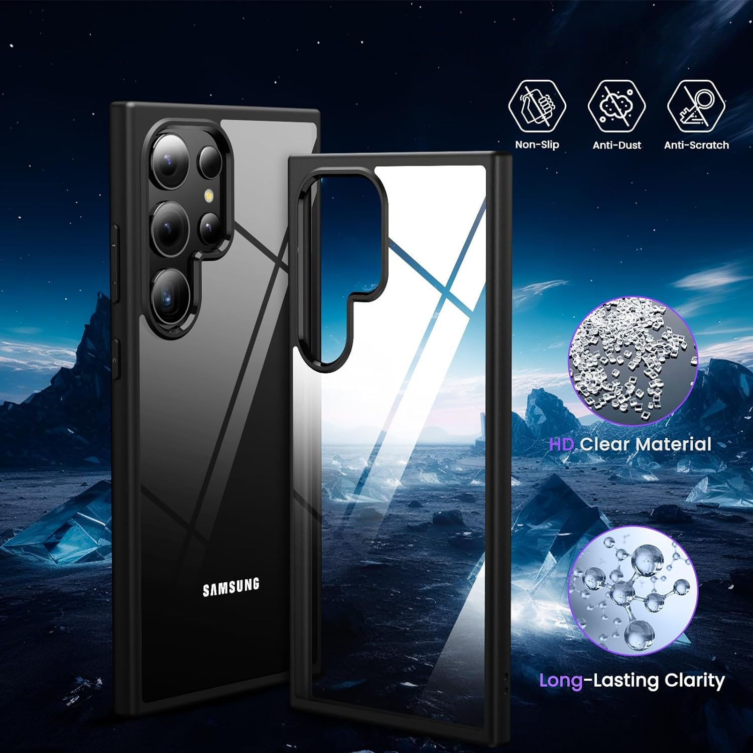 Husa pentru Samsung Galaxy S24 ULTRA, carcasa spate Hybrid ultra slim, Antisoc, hardcase, Negru